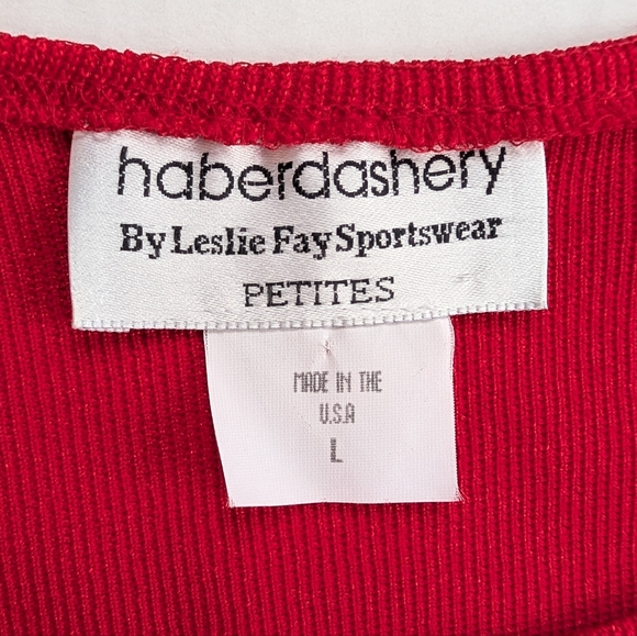 Vtg. Haberdashery by Leslie Fay Sportswear Mock Two-Piece Cardigan LP Red - Picture 3 of 15